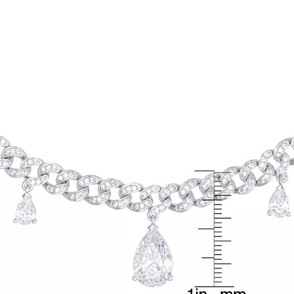 Pear-Cut Cubic Zirconia Cuban Link Necklace NWT retail $450 - Picture 3 of 6